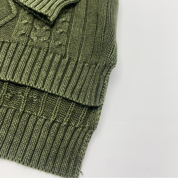 Natural Reflections Women’s Olive Grunge V-Neck Cable Knit Sweater Small GRUNGE - Picture 5 of 13